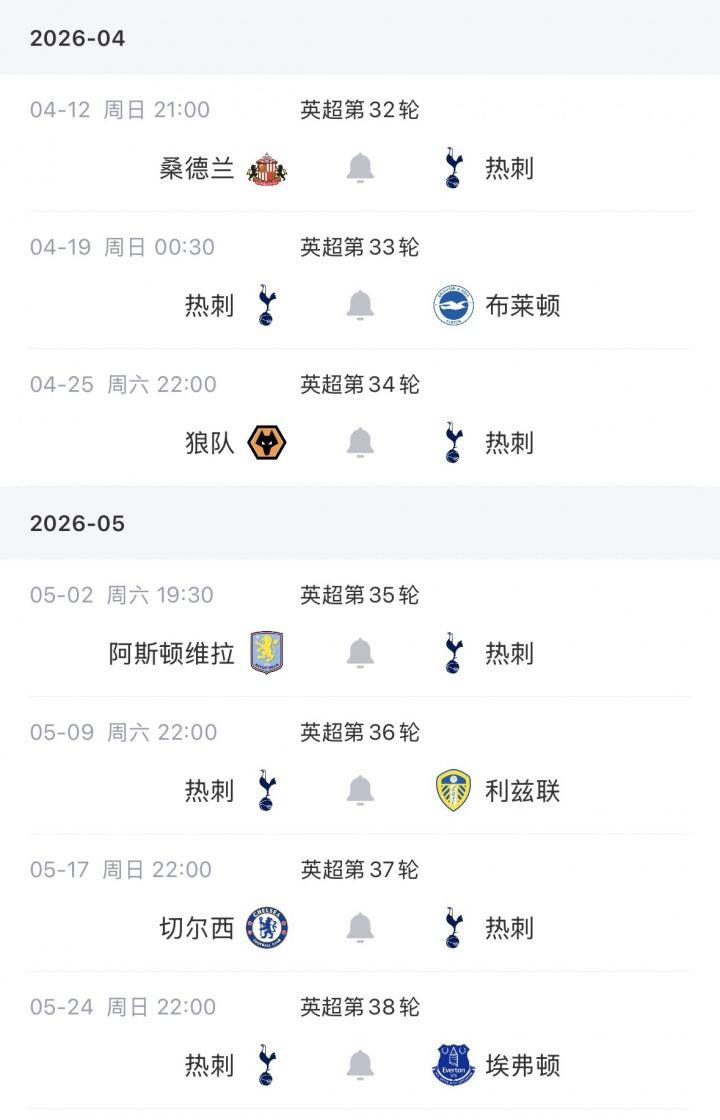 能否成功保级？热刺剩余7轮赛程：3主4客，将战切尔西、维拉等7队