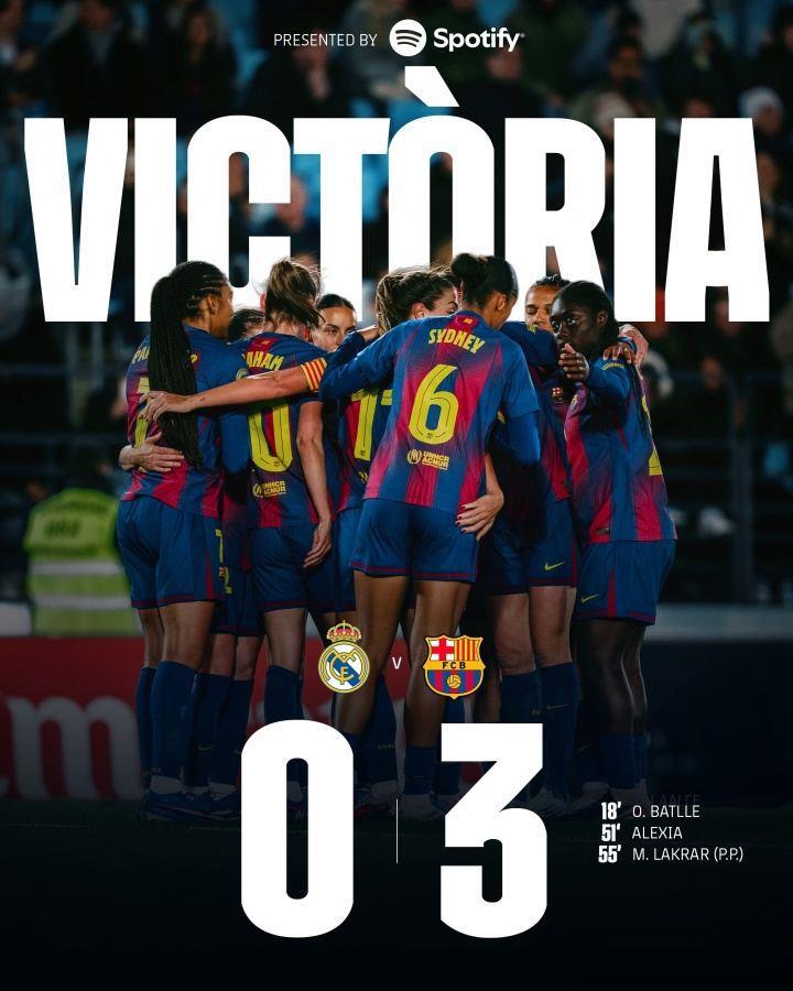 赛季五杀！巴萨女足联赛3-0皇马背靠背完胜，历史26次交手进101球