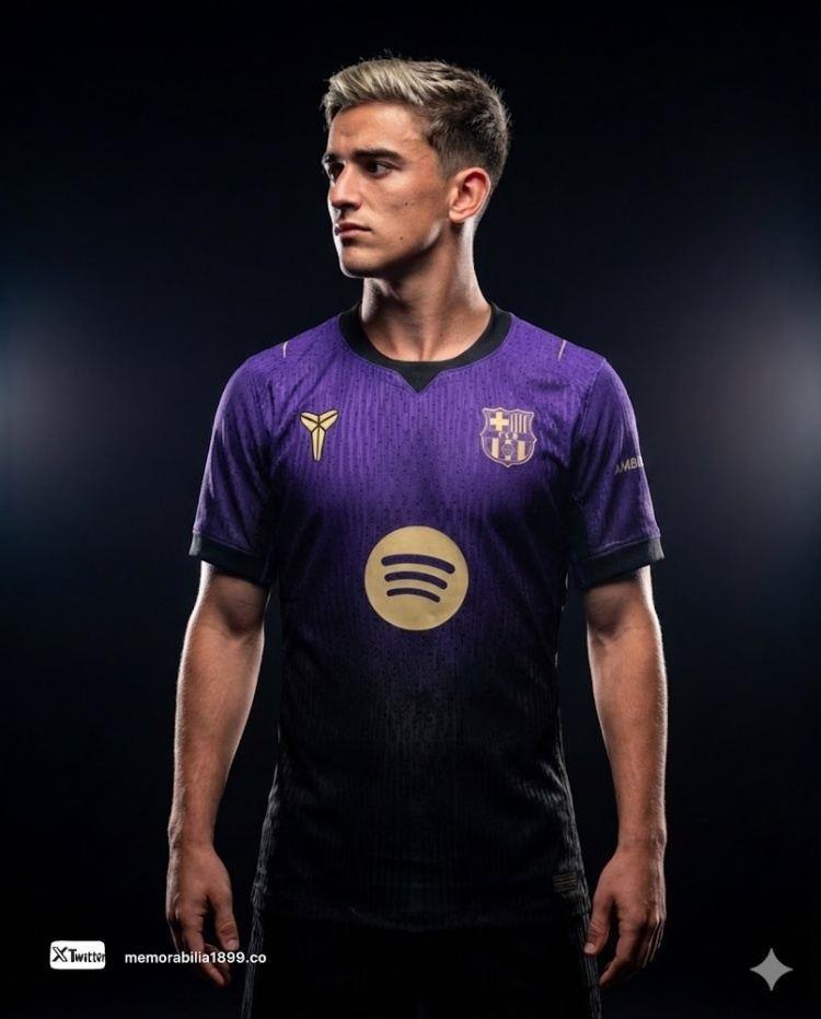 下赛季巴萨客场球衣谍照曝光：保留科比元素，配色致敬紫金湖人