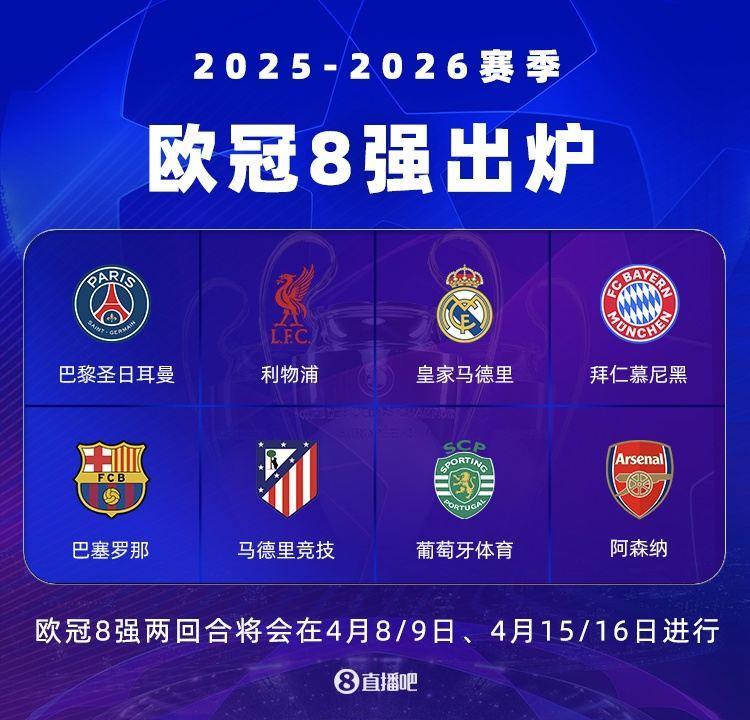 镜报列欧冠八强实力排行：拜仁第一巴萨第二阿森纳第四皇马第五