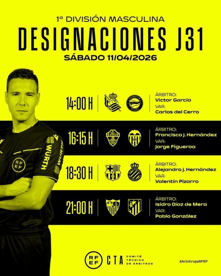 西甲本轮裁判安排：亚历杭德罗·埃尔南德斯执法巴萨vs西班牙人