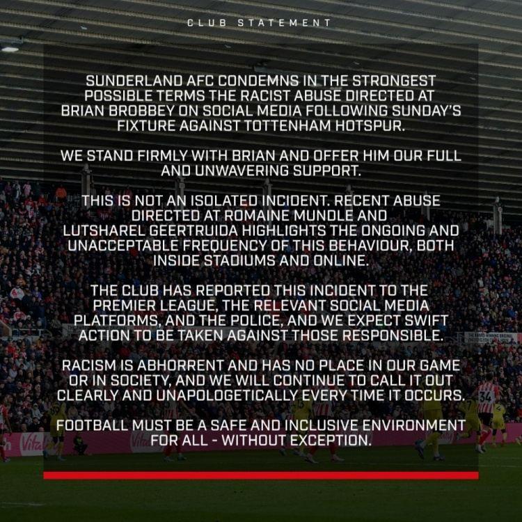 布罗比因弄伤罗梅罗遭到种族主义辱骂，桑德兰官方谴责歧视行为