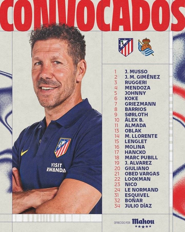 马竞国王杯决赛大名单：格子、小蜘蛛领衔 巴里奥斯、汉茨科在列