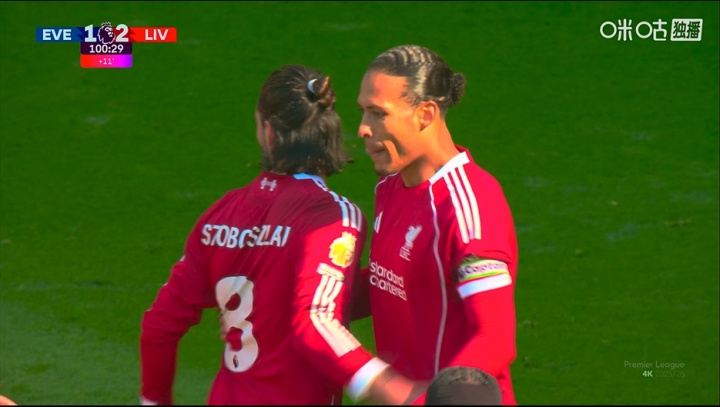 范戴克第100分钟头球绝杀！利物浦2-1再度领先埃弗顿