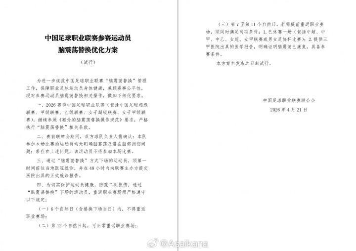 脑震荡换人滥用在中甲、中乙屡见不鲜，新方案方向正确但不够系统