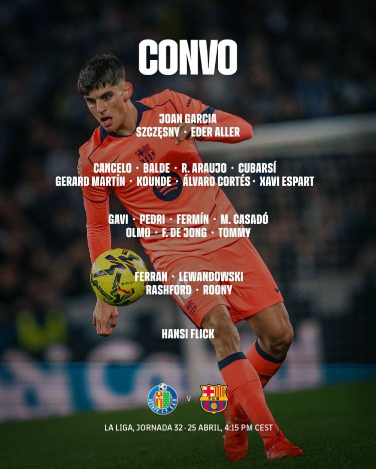 巴萨本轮大名单：莱万、佩德里领衔，亚马尔、贝尔纳尔伤缺