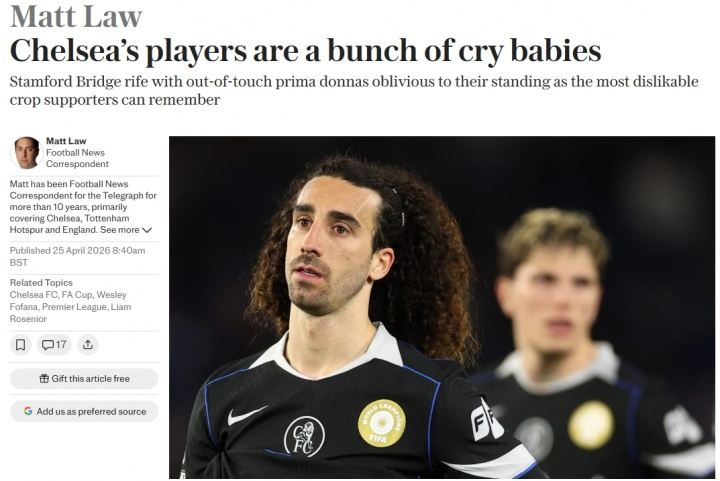 电讯报：切尔西球员就是群爱哭鬼，没人会傻到试图引进加纳乔