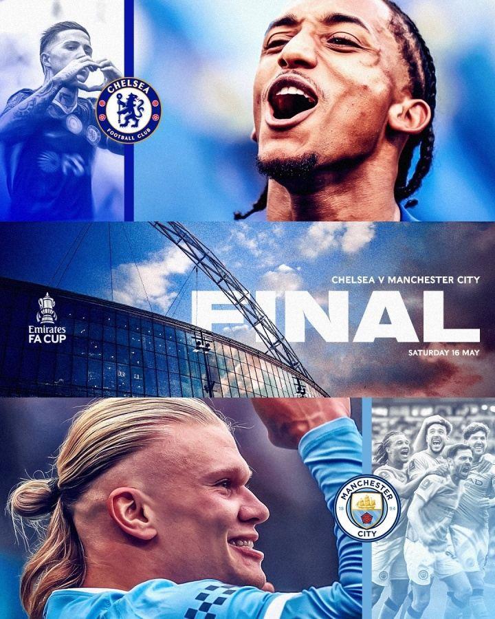双蓝会！足总杯决赛对阵：曼城vs切尔西，5月16日22点决战温布利