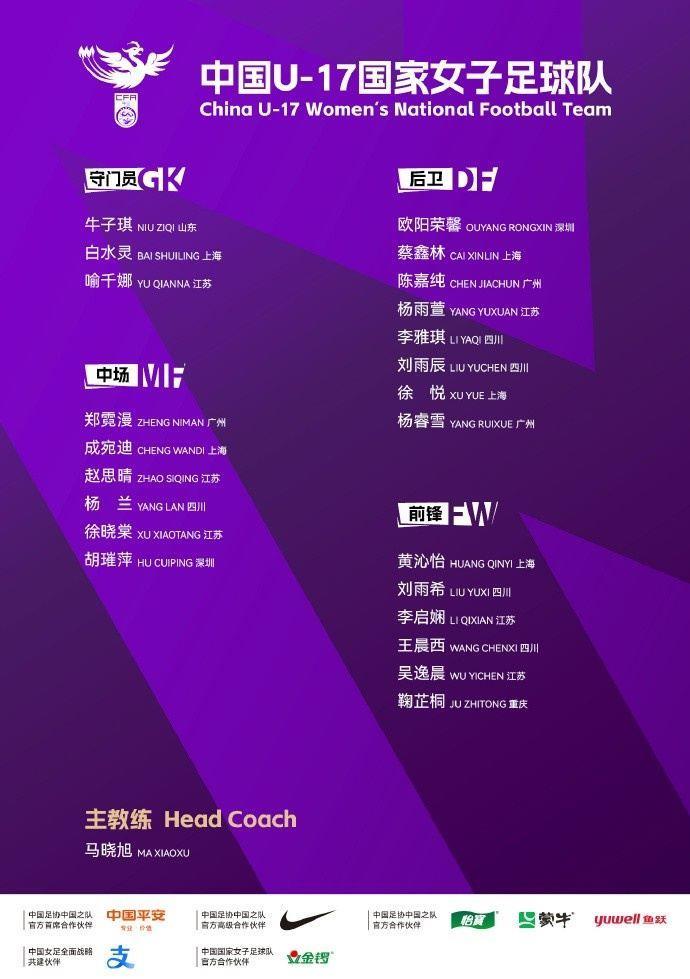 赛事前四参加世少赛！U17女足亚洲杯名单：马晓旭挂帅 黄沁怡在列