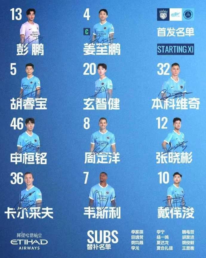 深圳新鹏城客战上海海港首发阵容出炉！