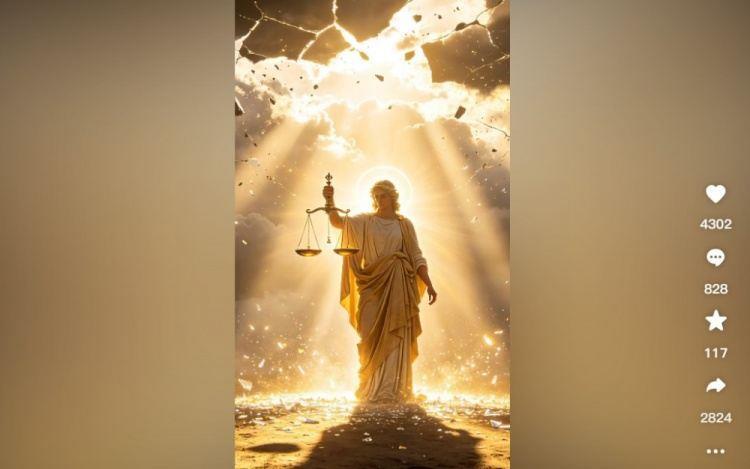什么意思？徐新社媒分享神像举着天秤照，并配文：