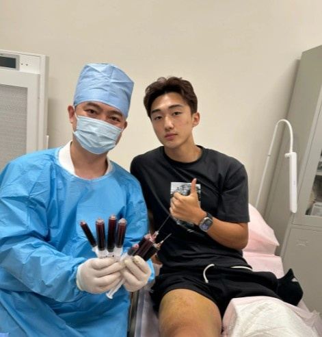深圳新鹏城球员玄智健晒治疗照：从大腿抽了八管积液